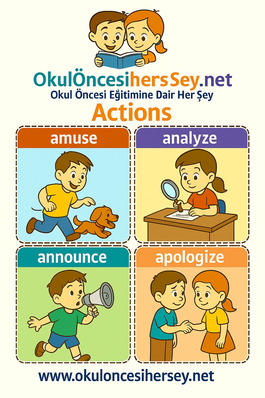 Çocuklar İçin  Fiiller Flashkart  