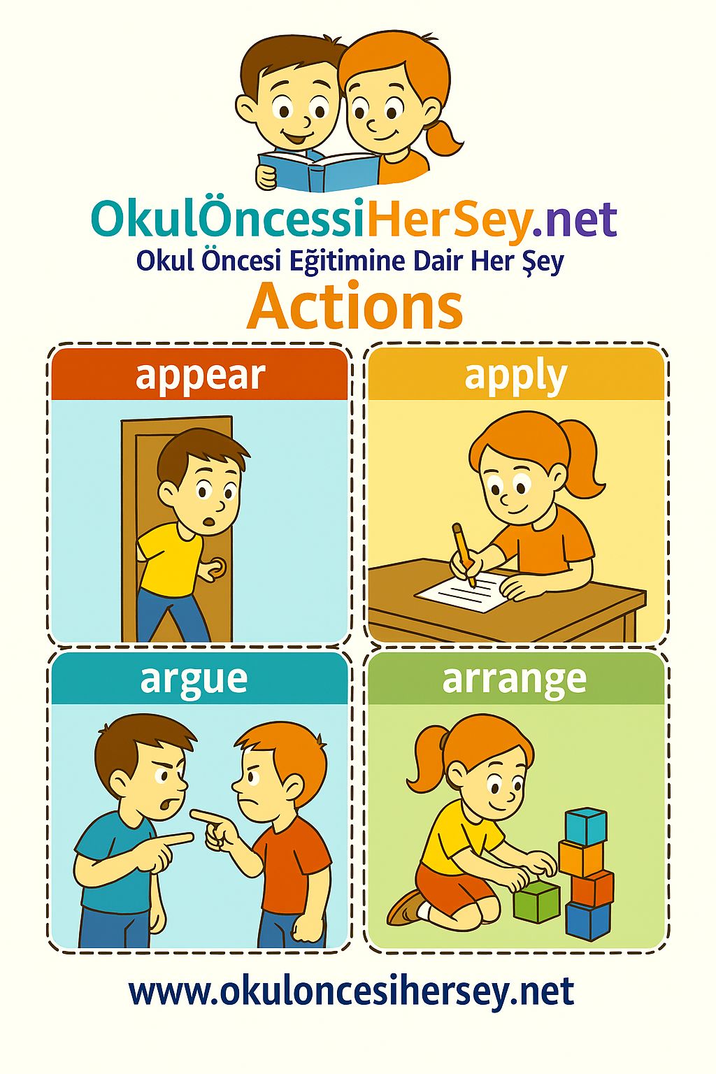 Çocuklar İçin  Fiiller Flashkart  