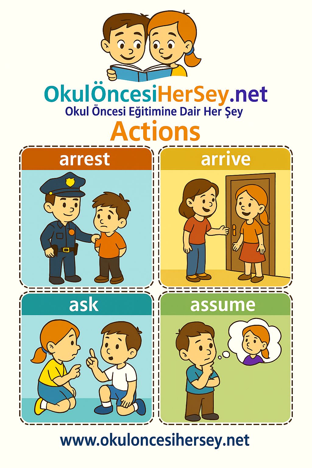 Çocuklar İçin  Fiiller Flashkart  