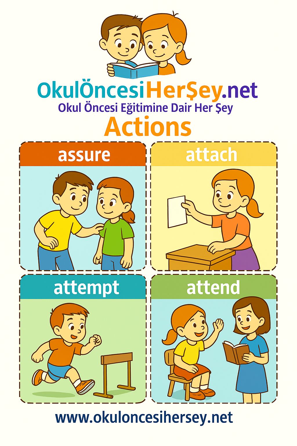 Çocuklar İçin  Fiiller Flashkart  