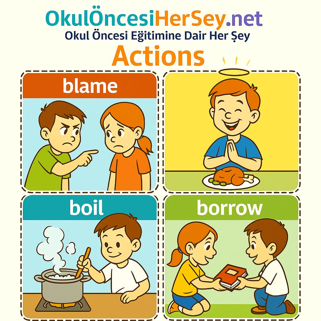 Çocuklar İçin  Fiiller Flashkart  
