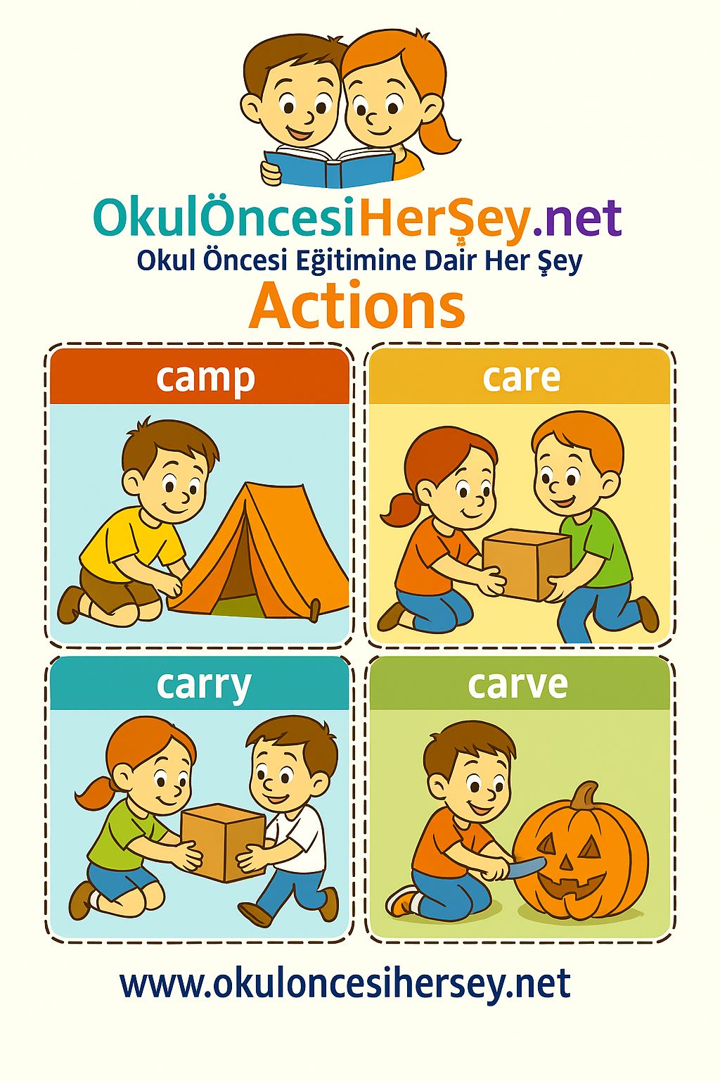 Çocuklar İçin  Fiiller Flashkart  