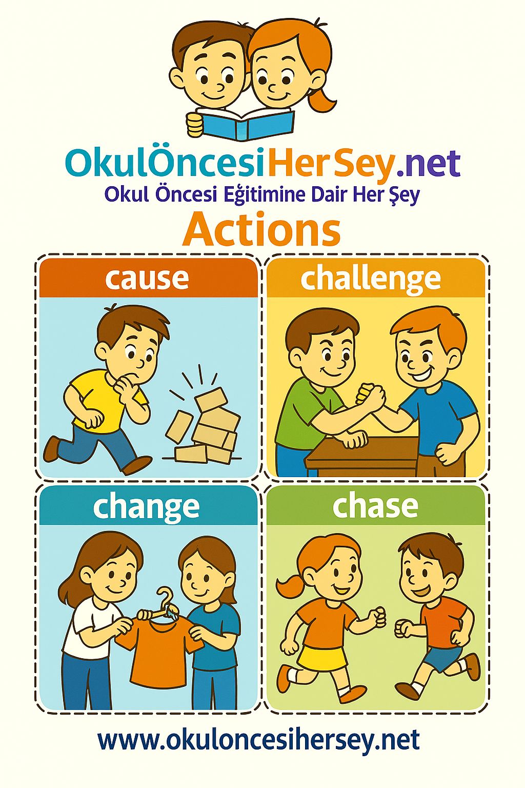 Çocuklar İçin  Fiiller Flashkart  