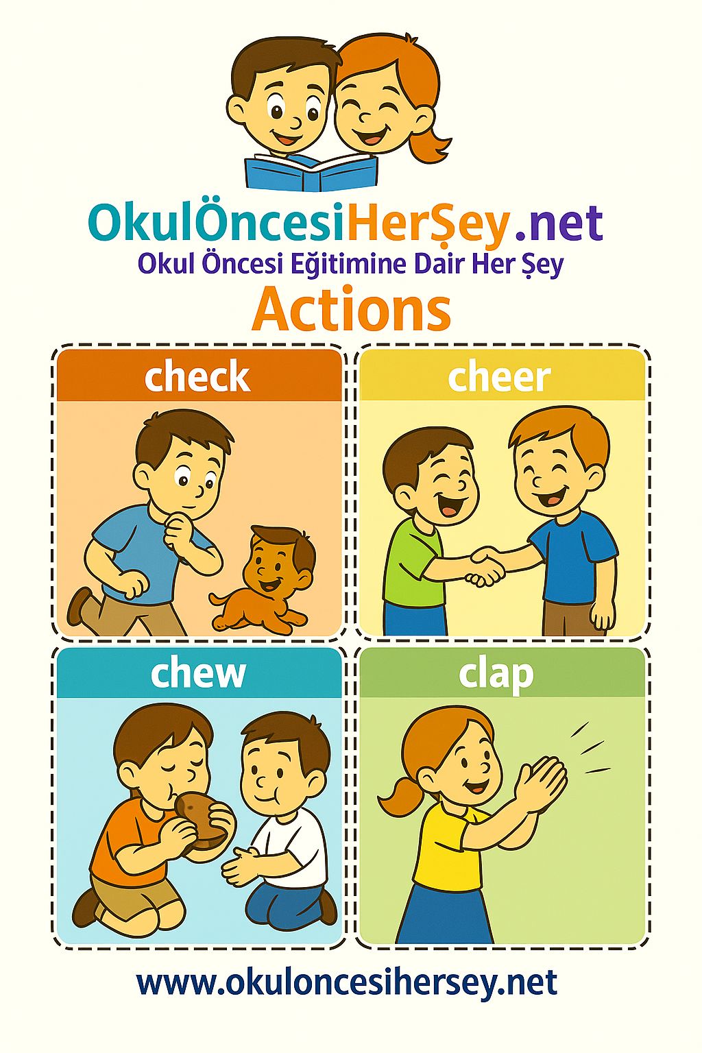 Çocuklar İçin  Fiiller Flashkart  