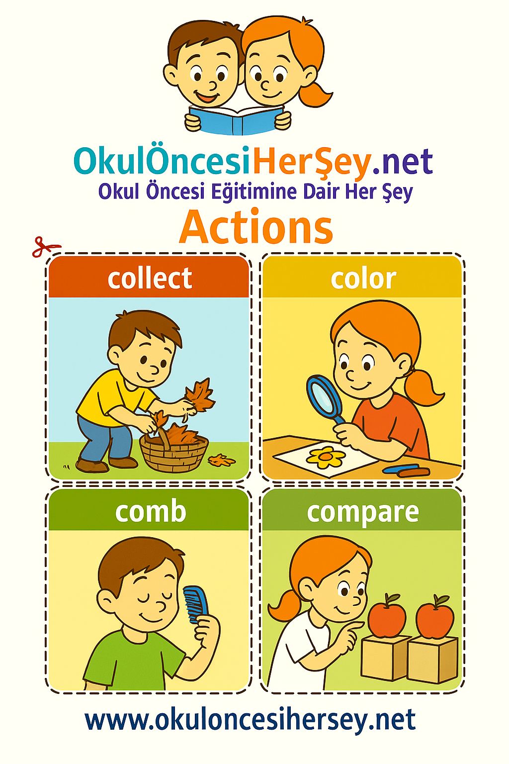 Çocuklar İçin  Fiiller Flashkart  