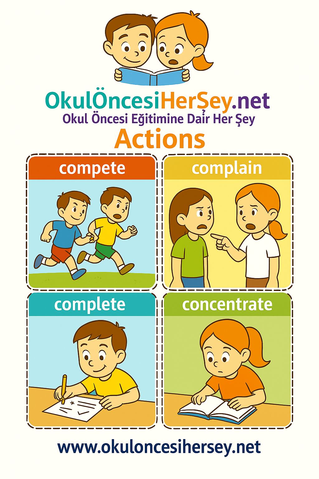 Çocuklar İçin  Fiiller Flashkart  