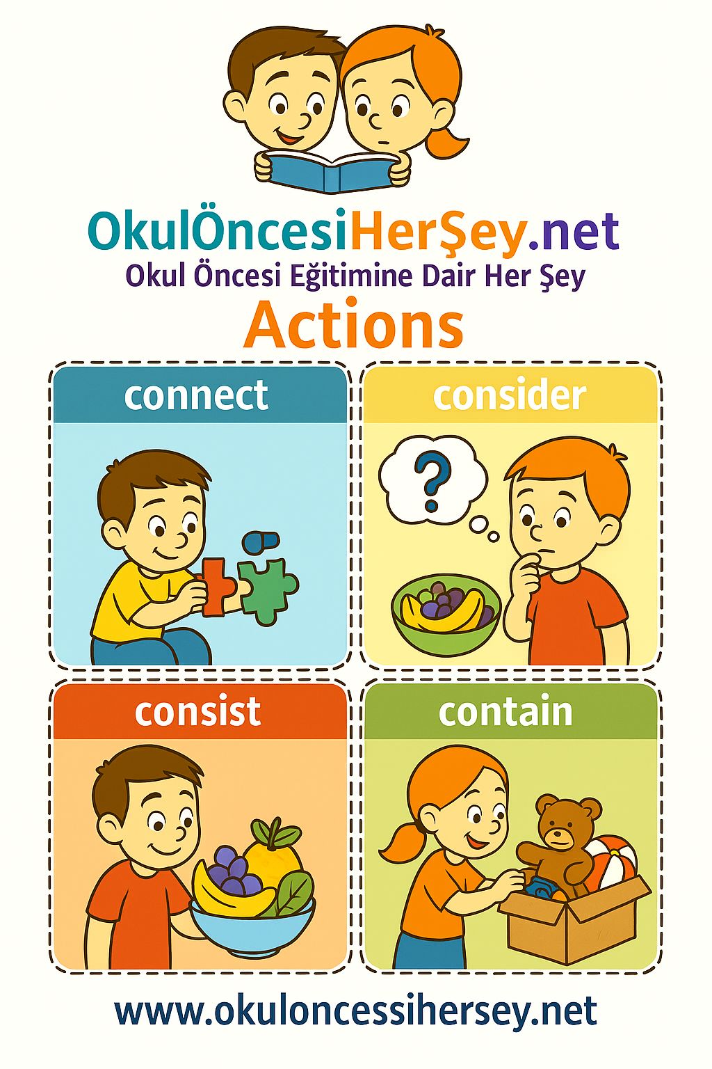 Çocuklar İçin  Fiiller Flashkart  