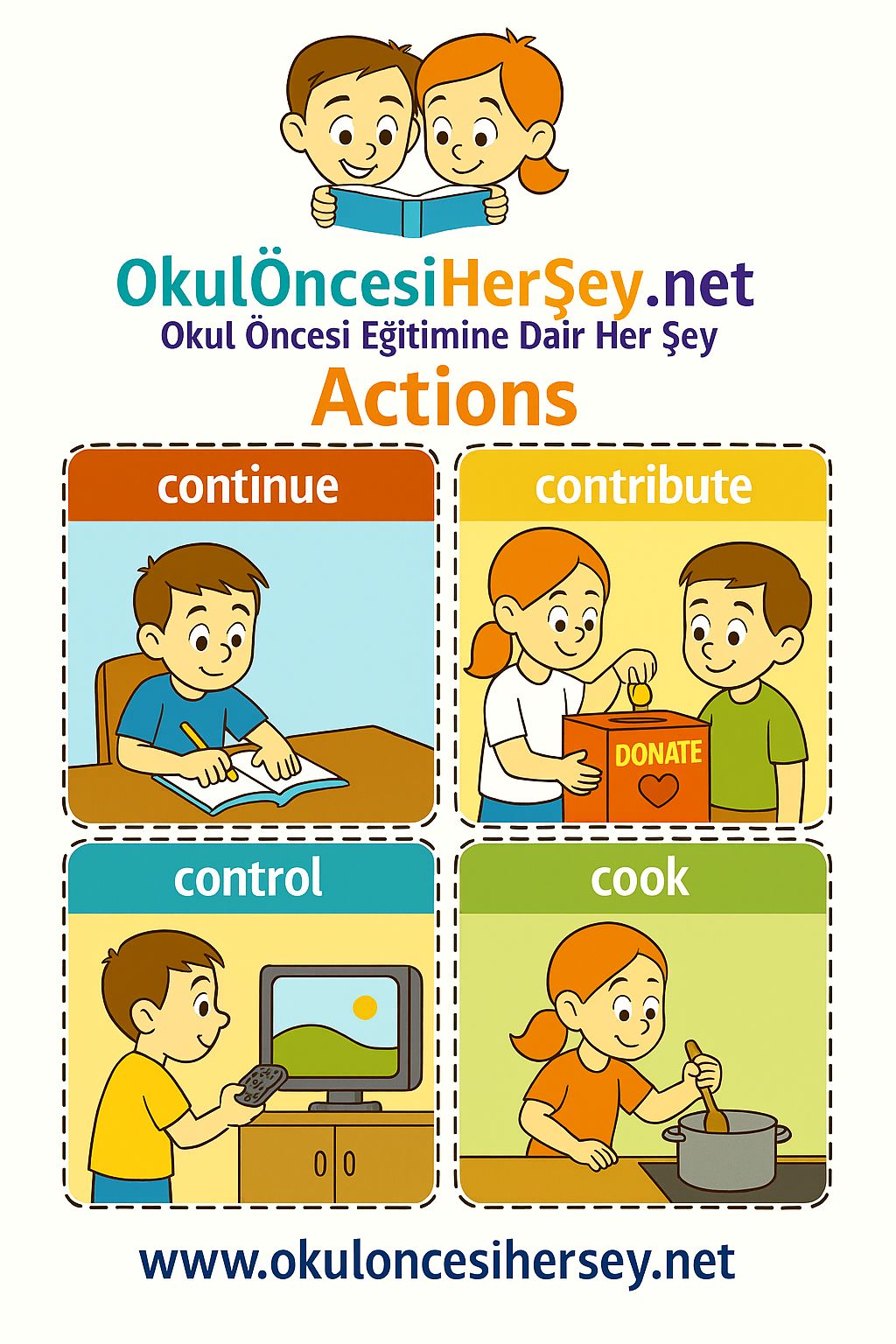 Çocuklar İçin  Fiiller Flashkart  