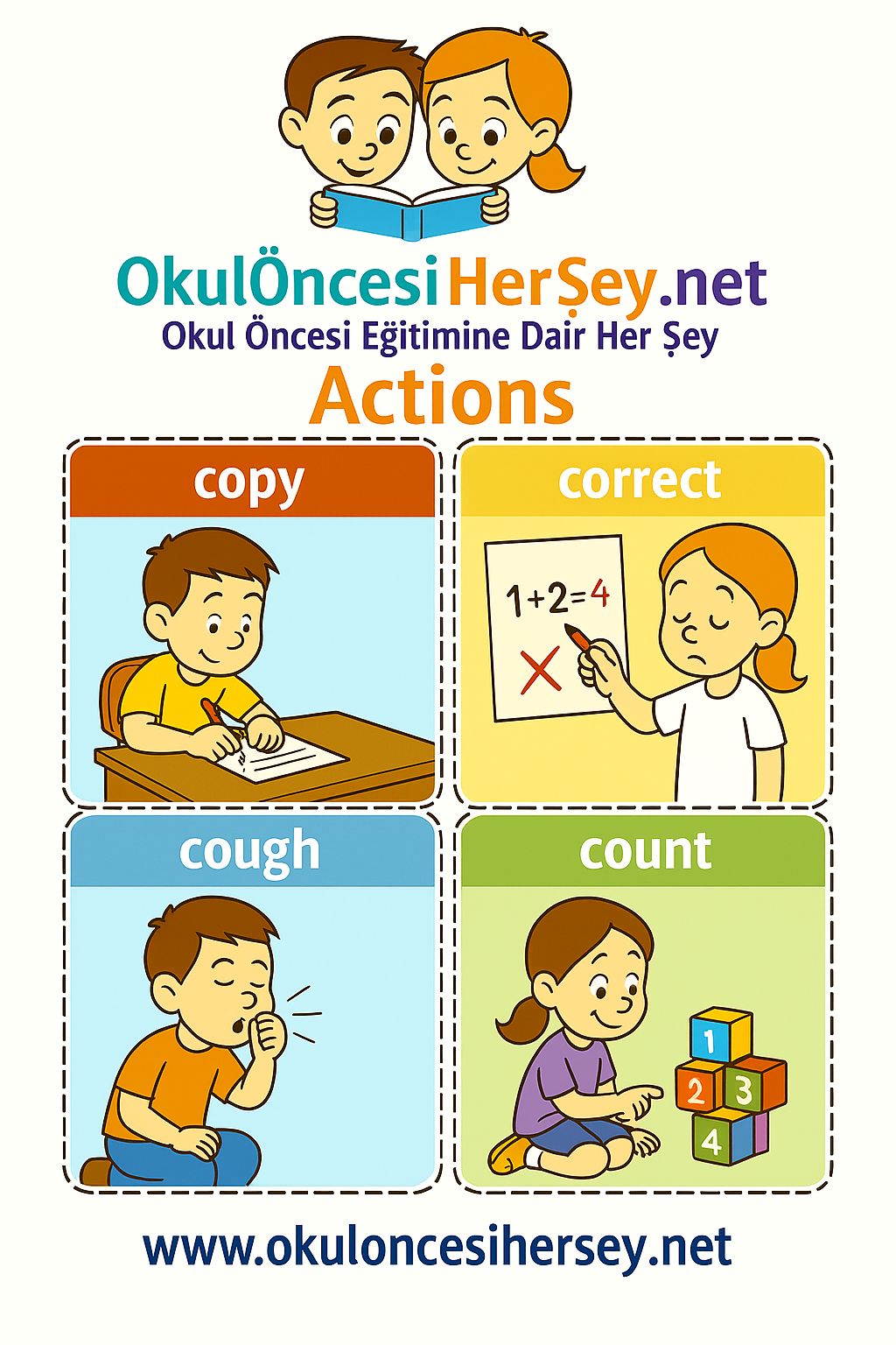 Çocuklar İçin  Fiiller Flashkart  