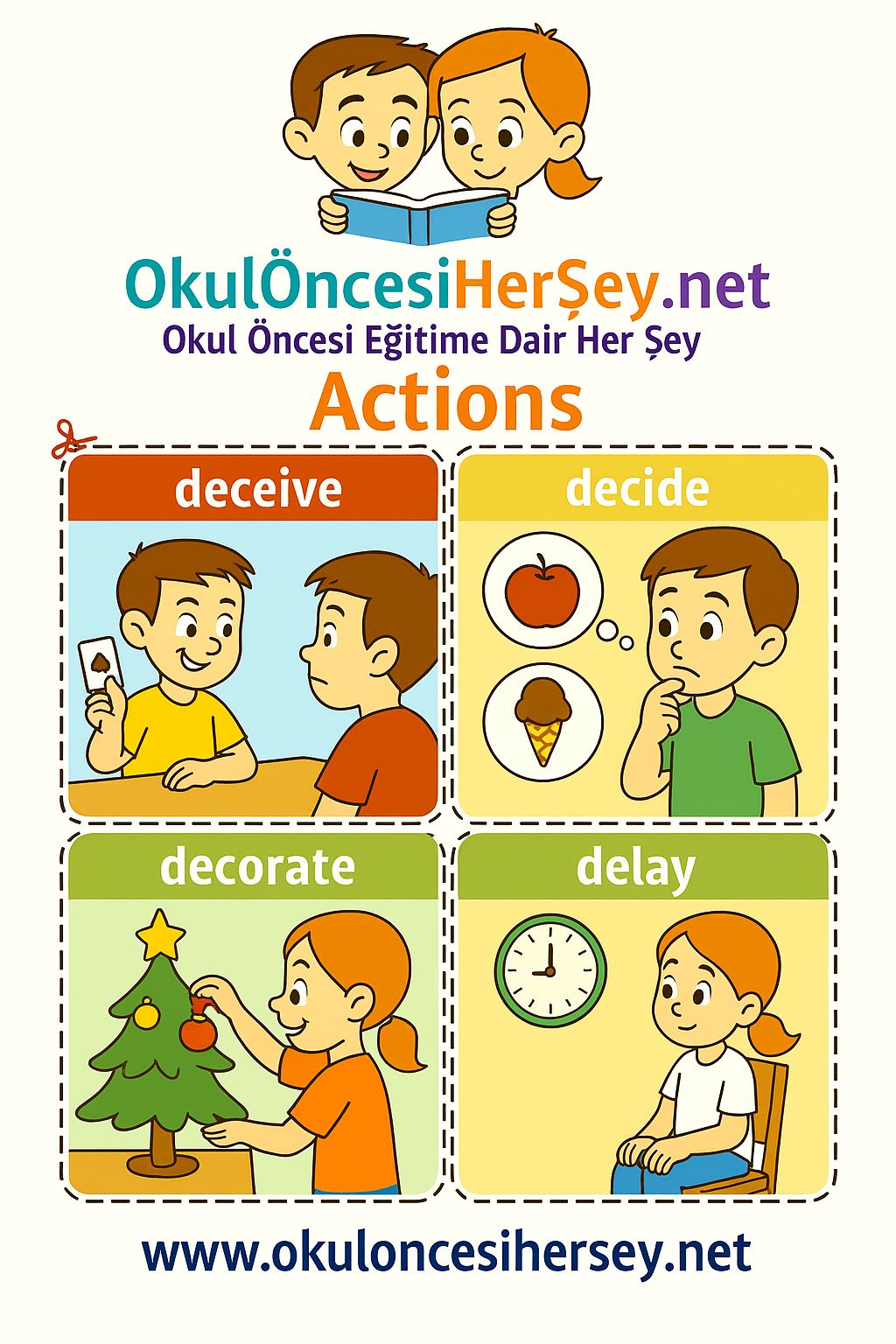 Çocuklar İçin  Fiiller Flashkart  