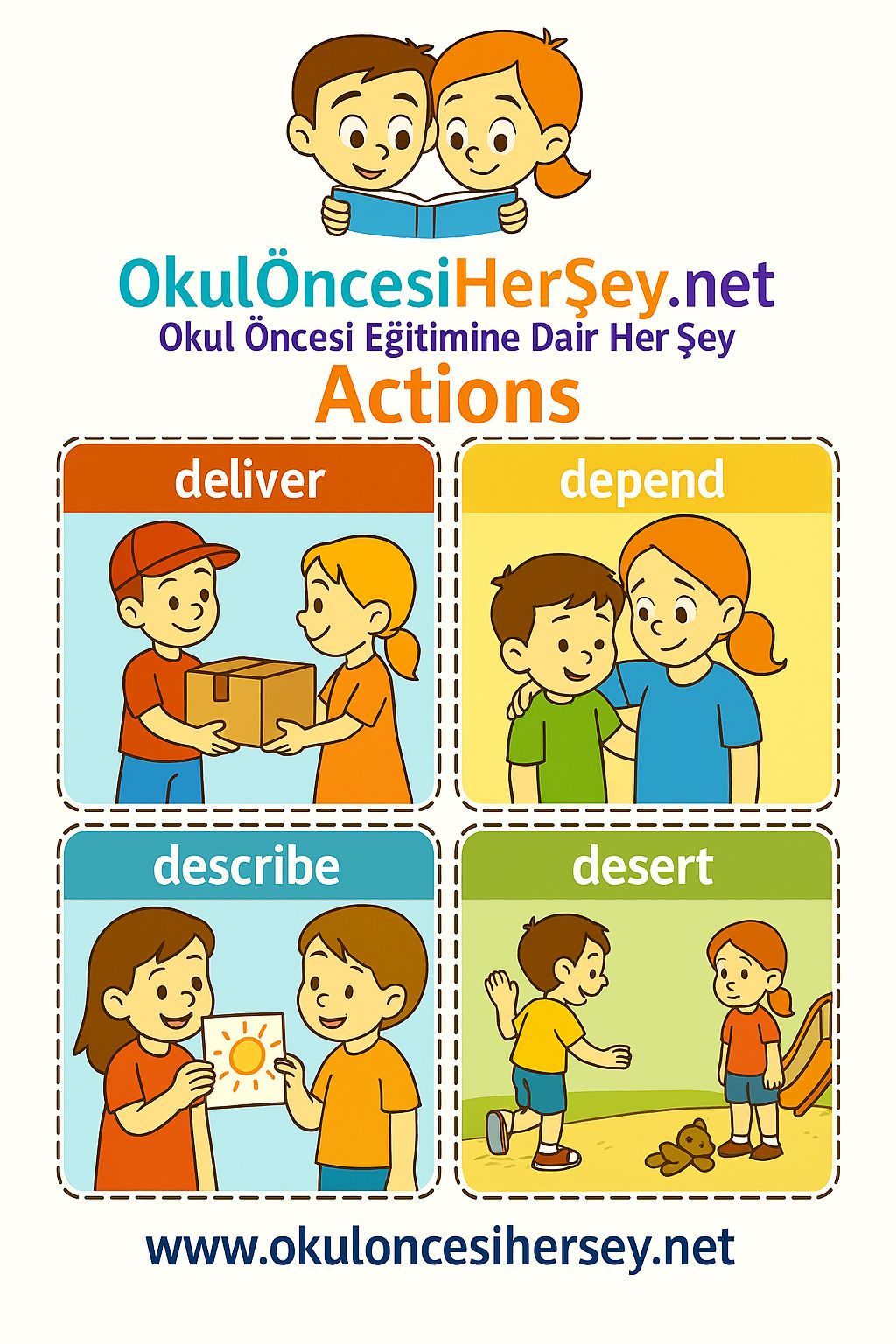 Çocuklar İçin  Fiiller Flashkart  