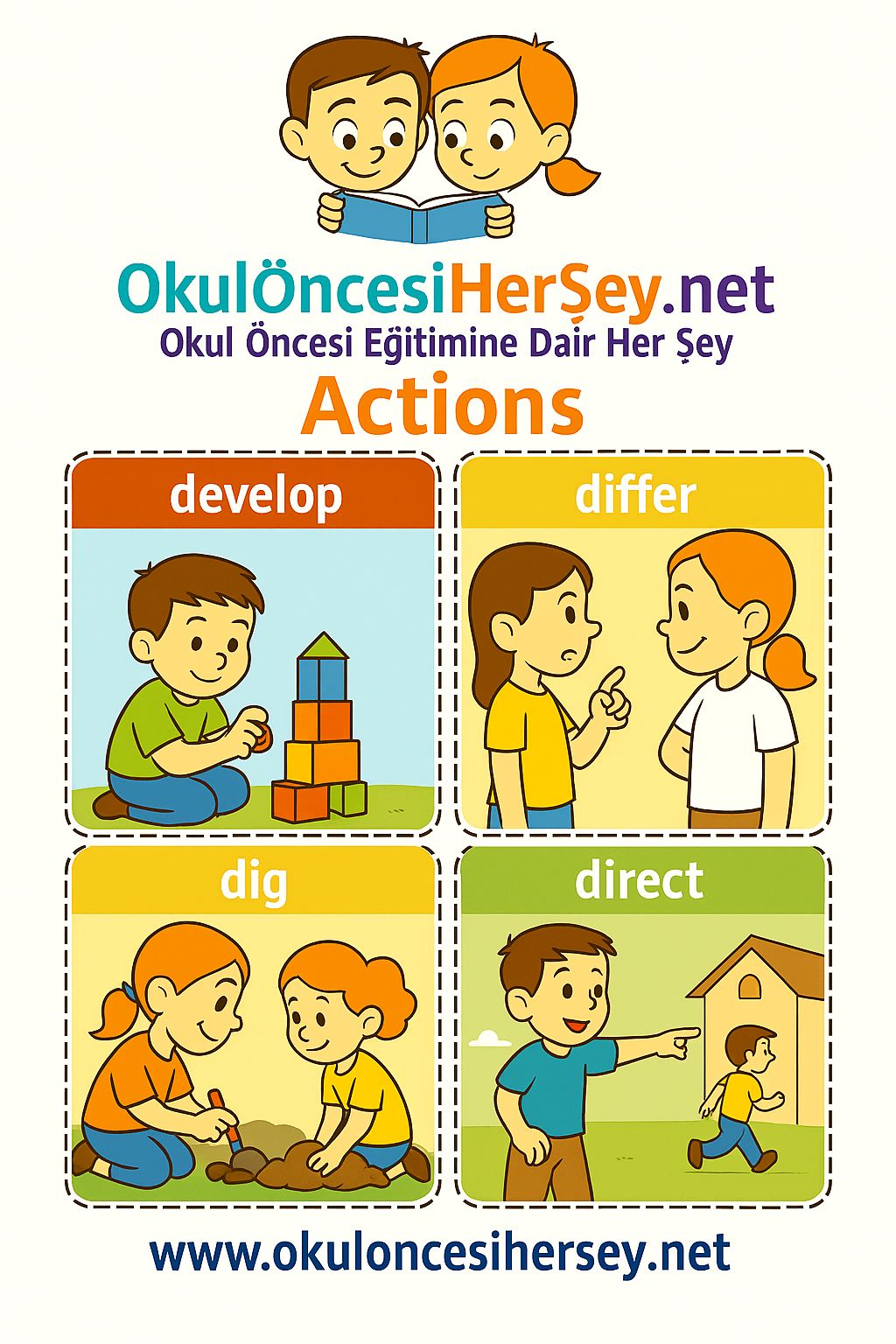 Çocuklar İçin  Fiiller Flashkart  