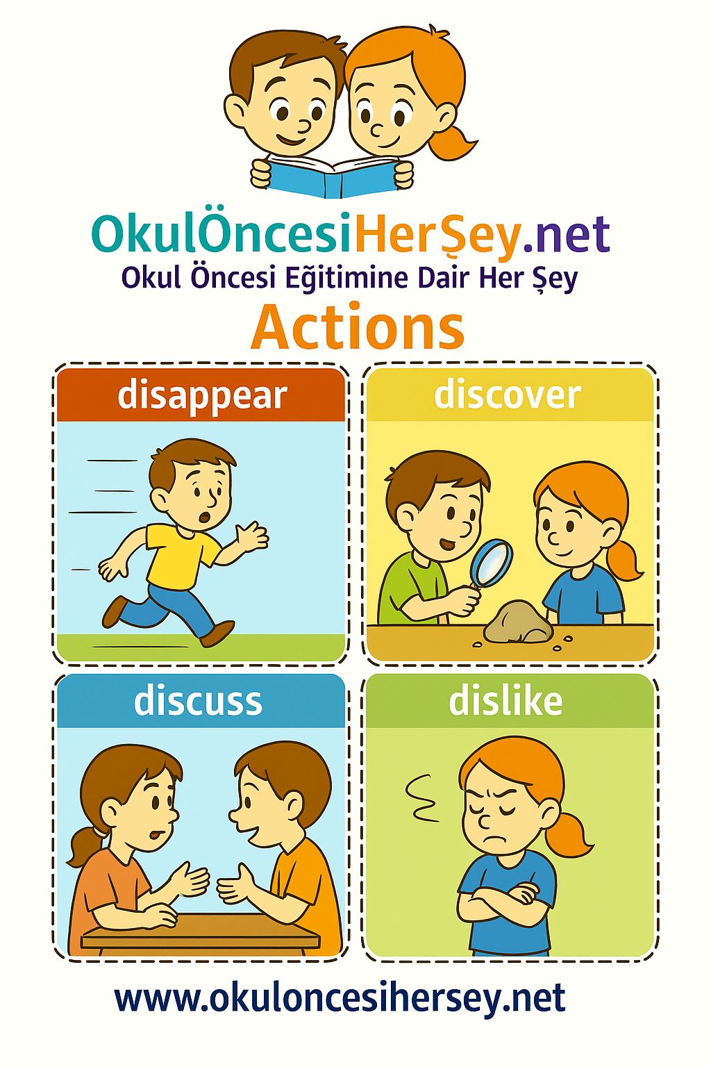 Çocuklar İçin  Fiiller Flashkart  