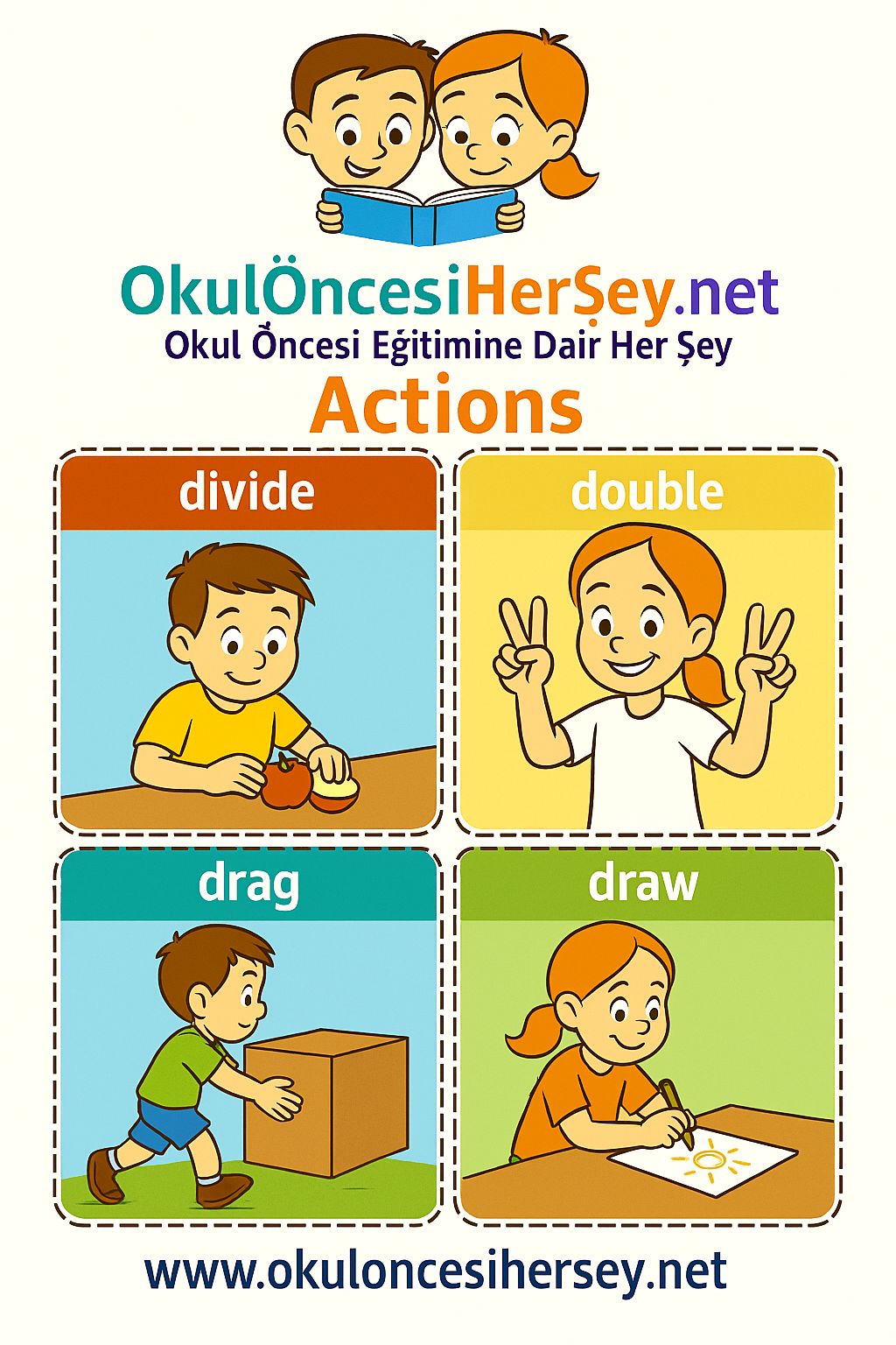 Çocuklar İçin  Fiiller Flashkart  