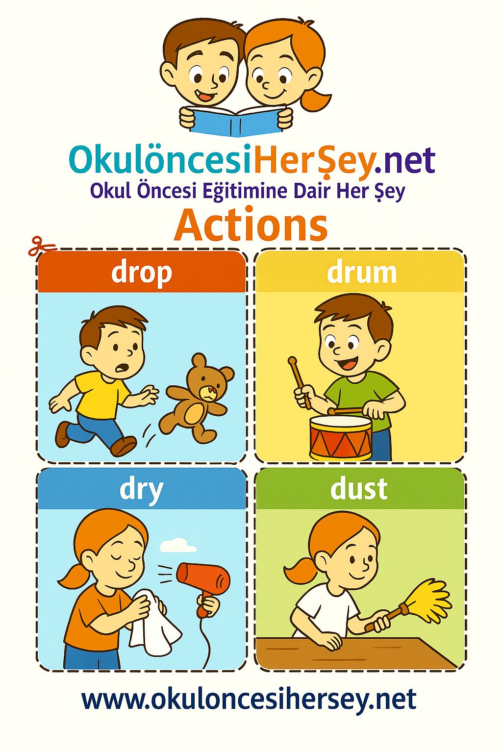 Çocuklar İçin  Fiiller Flashkart  
