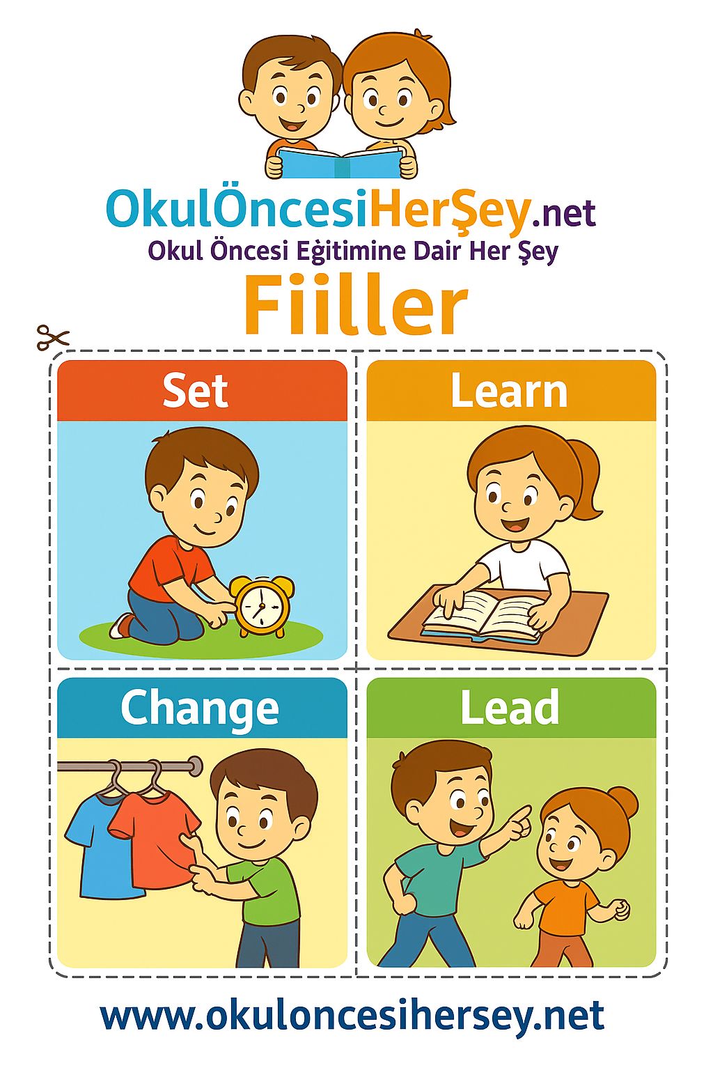 Çocuklar İçin  Fiiller Flashkart  