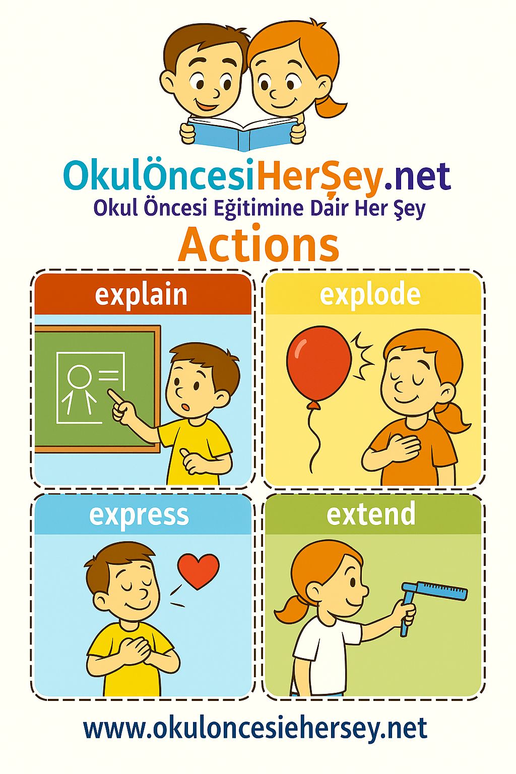 Çocuklar İçin  Fiiller Flashkart  