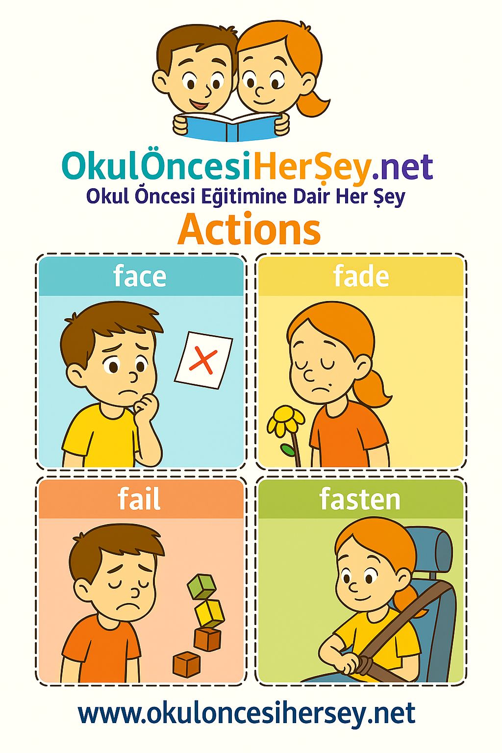 Çocuklar İçin  Fiiller Flashkart  