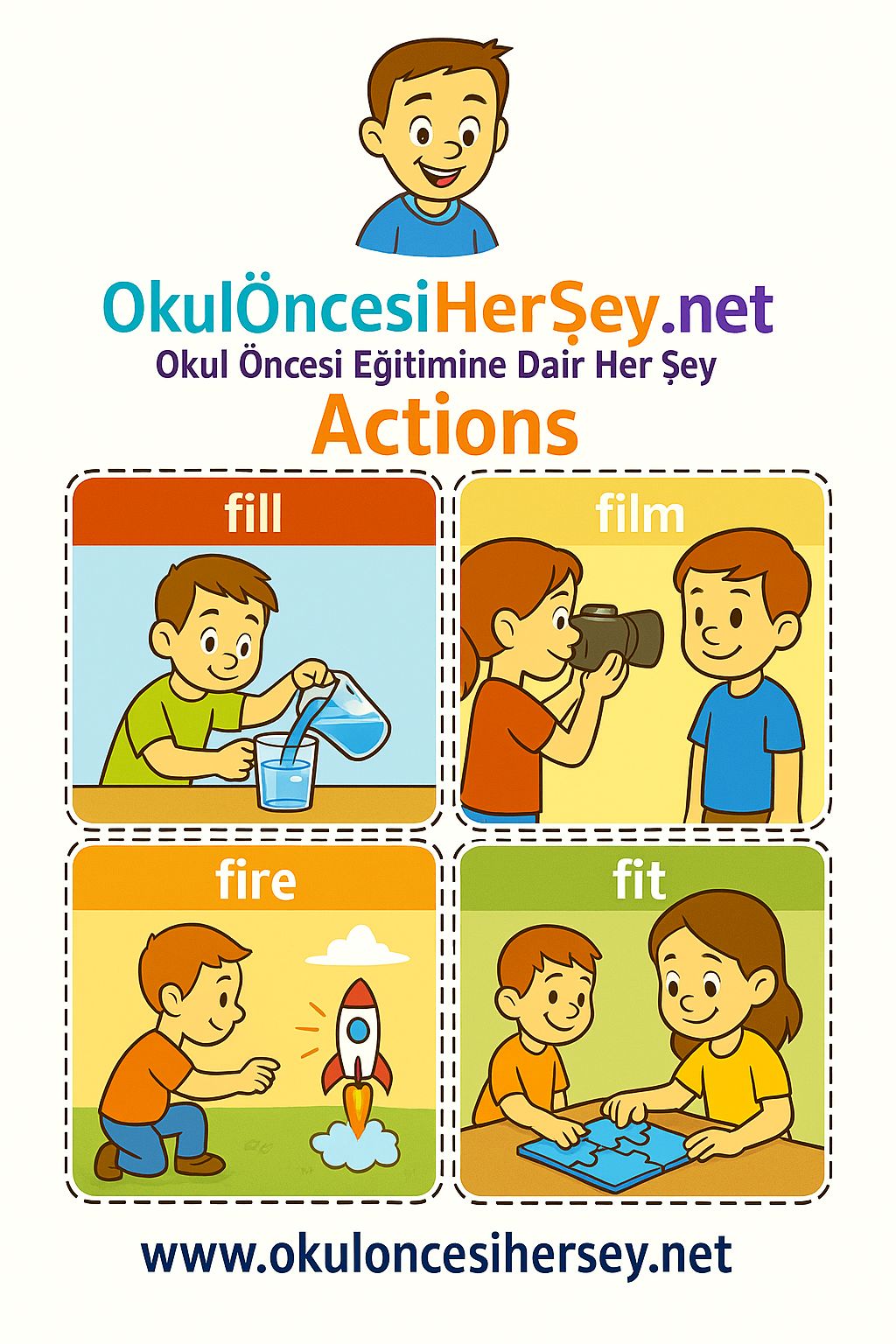 Çocuklar İçin  Fiiller Flashkart  