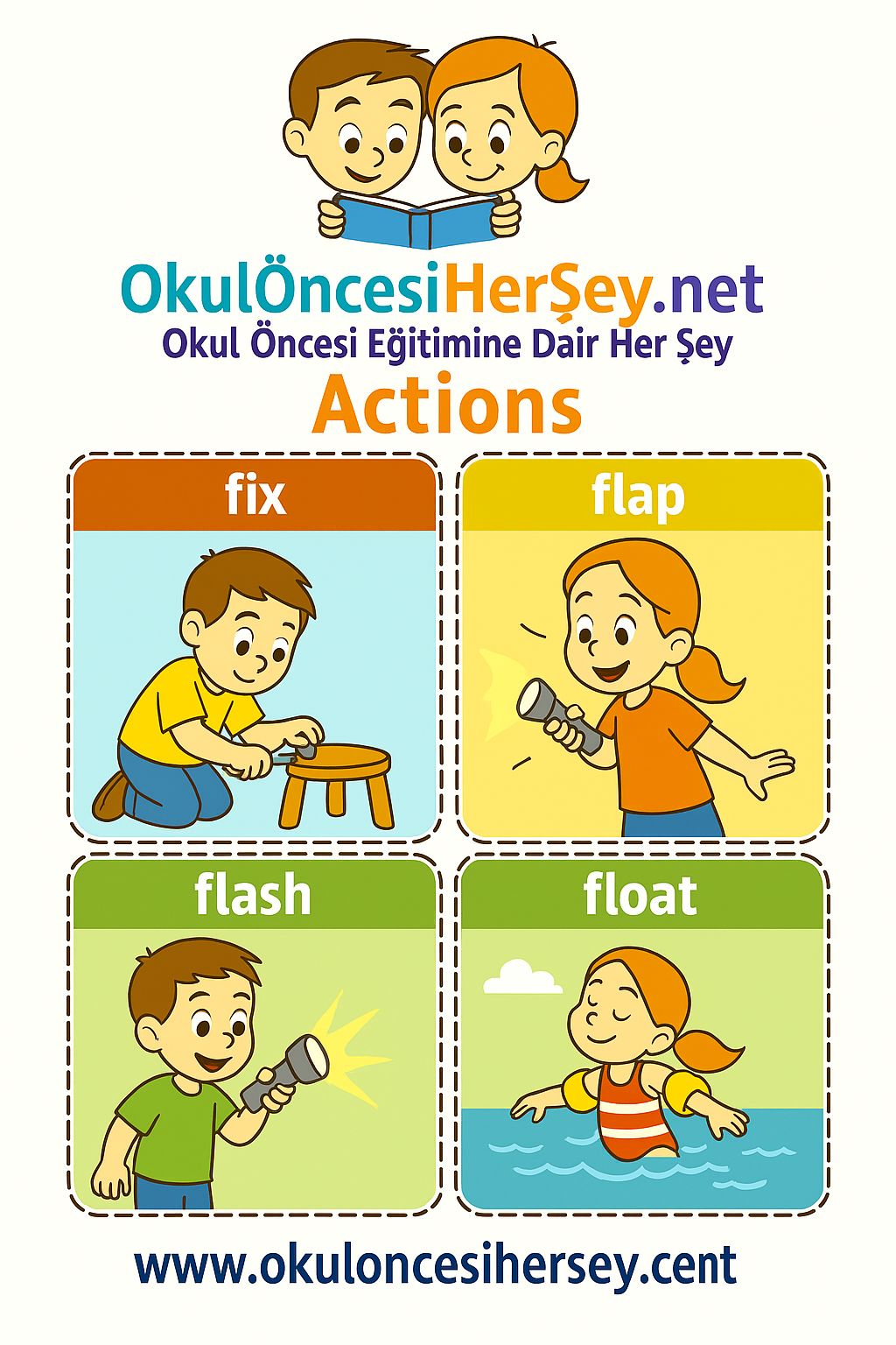 Çocuklar İçin  Fiiller Flashkart  