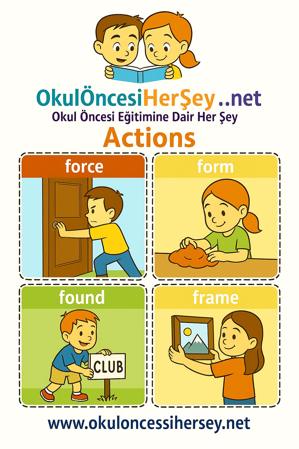 Çocuklar İçin  Fiiller Flashkart  