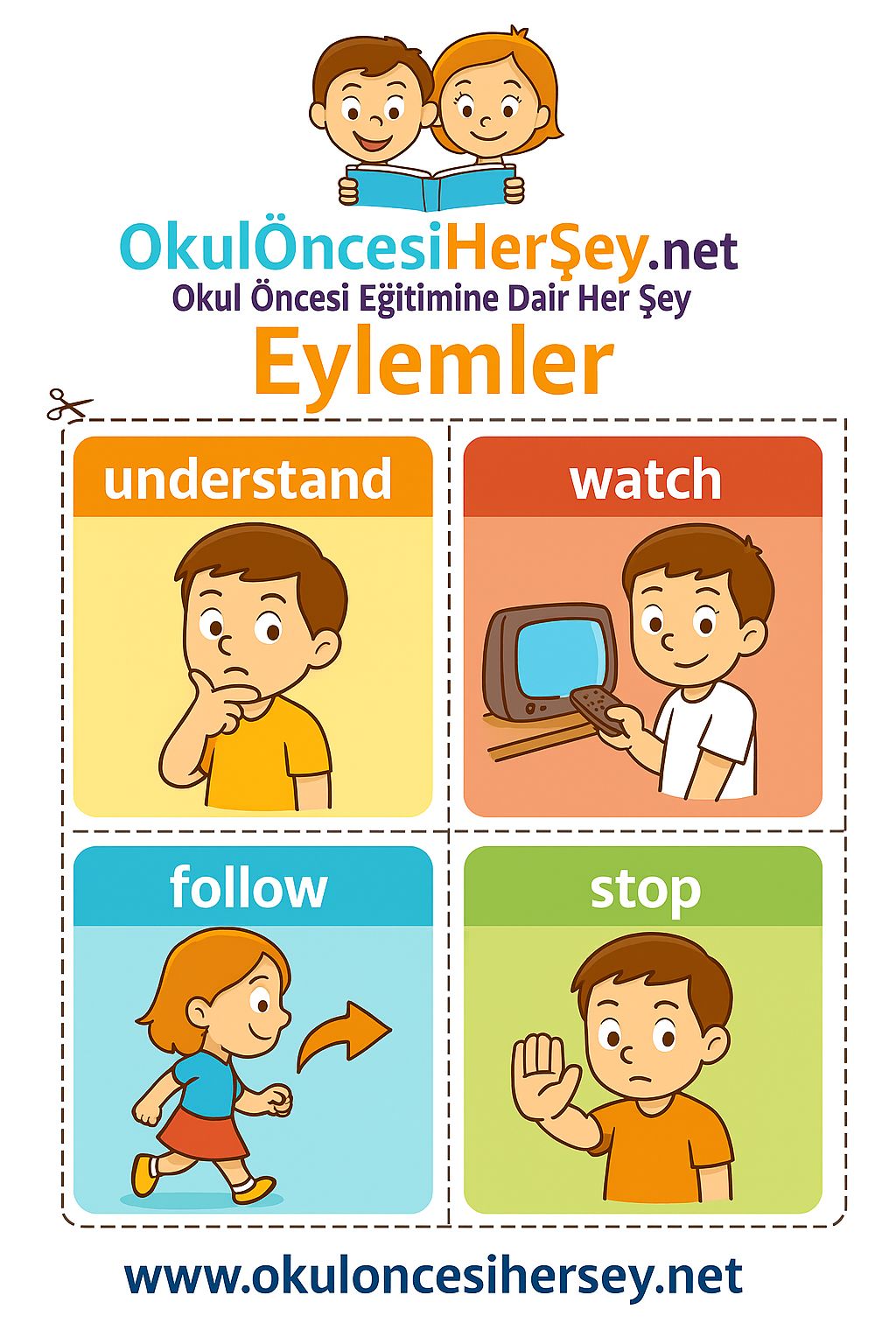 Çocuklar İçin  Fiiller Flashkart  