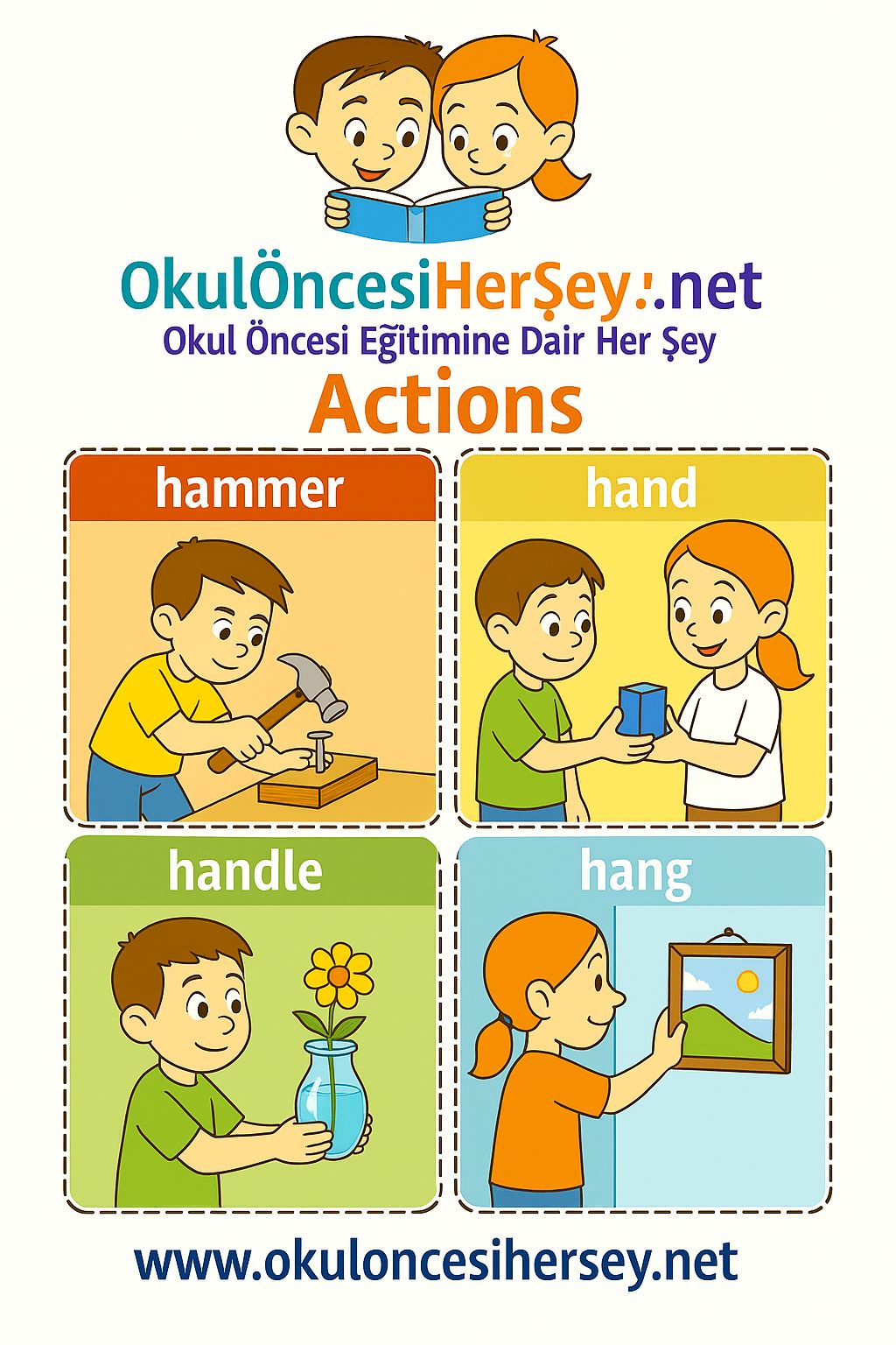 Çocuklar İçin  Fiiller Flashkart  