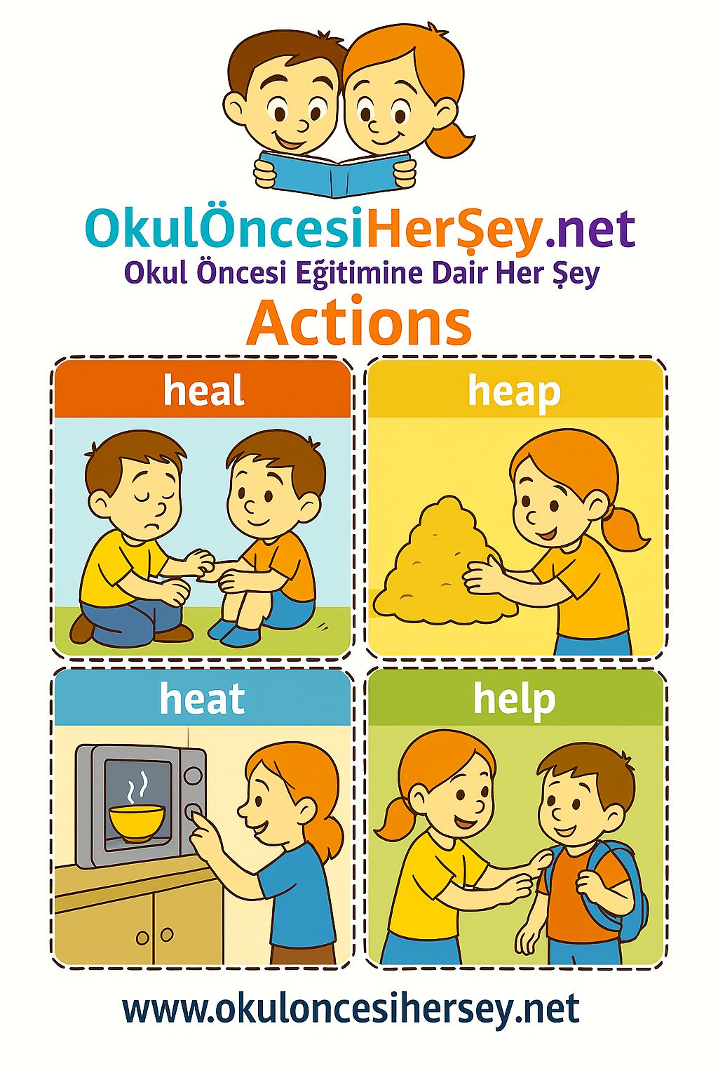 Çocuklar İçin  Fiiller Flashkart  