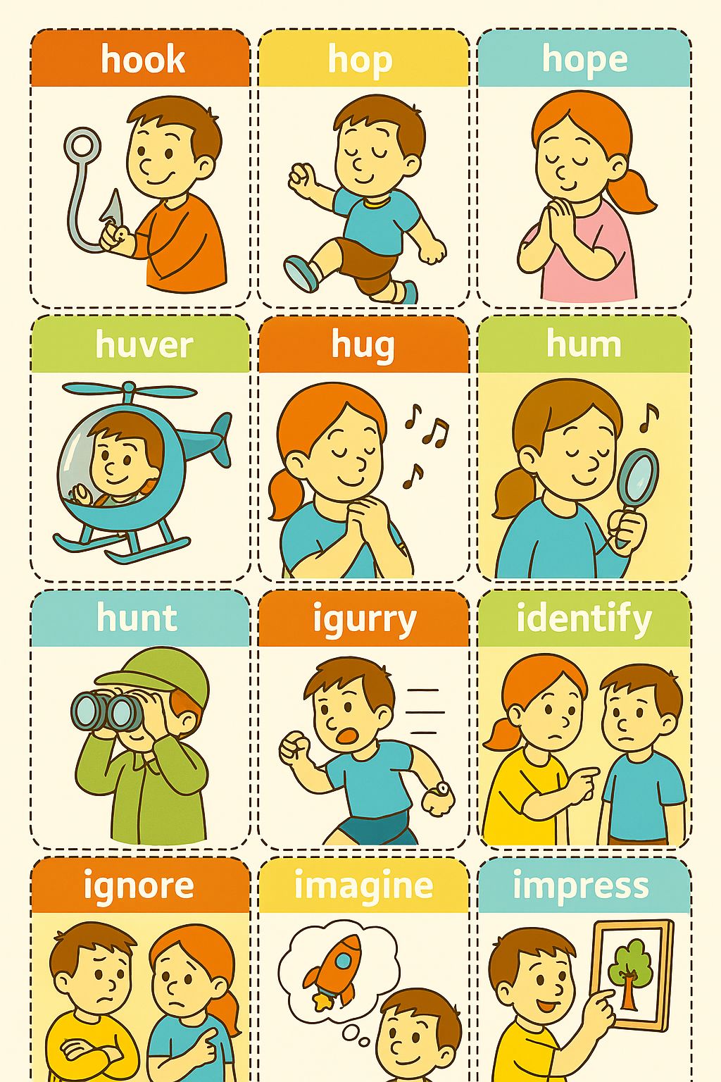 Çocuklar İçin  Fiiller Flashkart  