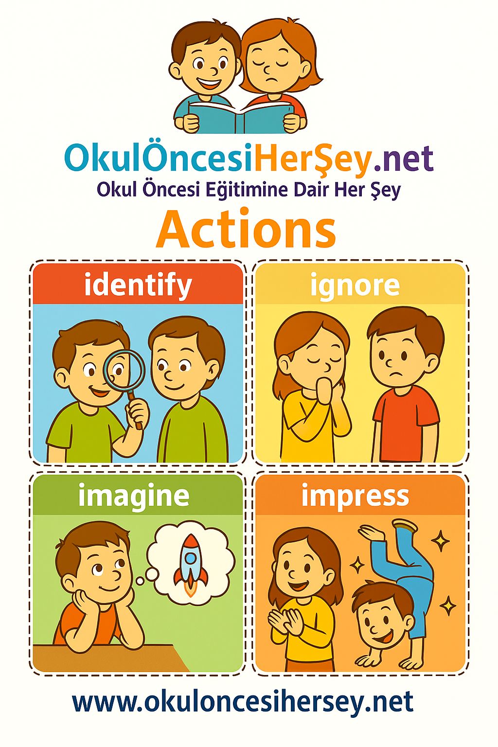 Çocuklar İçin  Fiiller Flashkart  