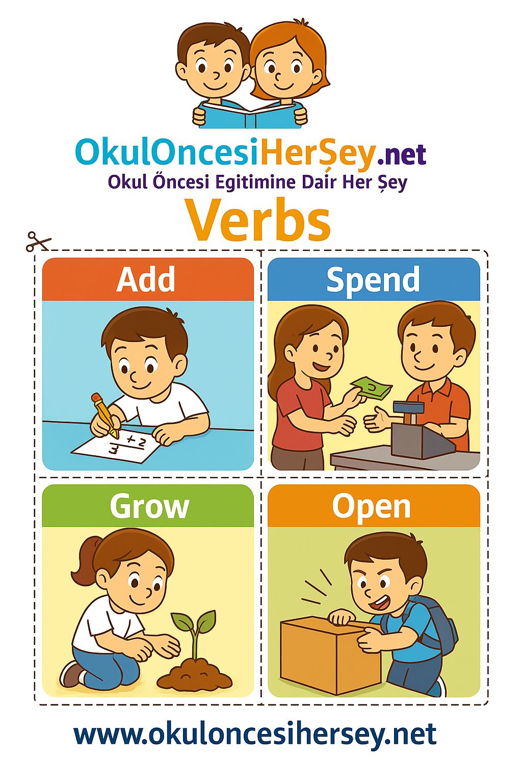 Çocuklar İçin  Fiiller Flashkart  