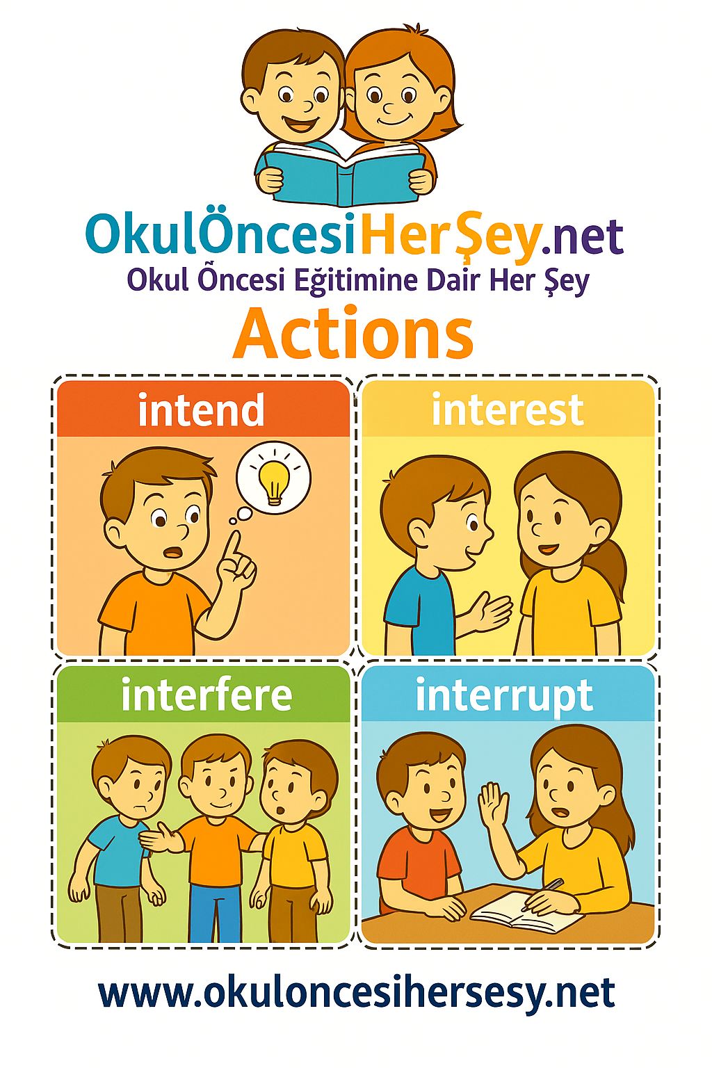 Çocuklar İçin  Fiiller Flashkart  