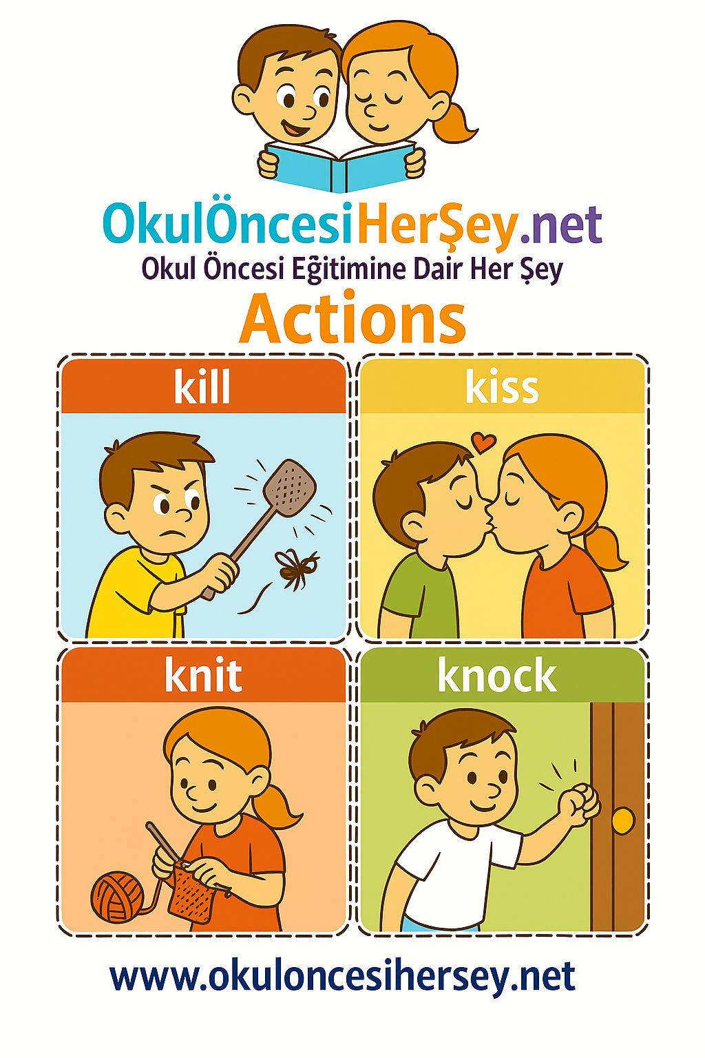 Çocuklar İçin  Fiiller Flashkart  