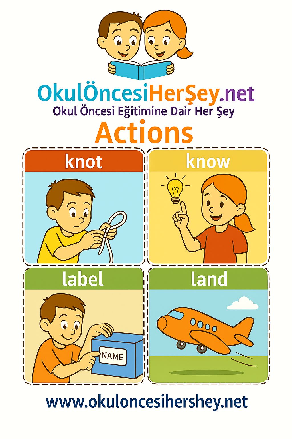 Çocuklar İçin  Fiiller Flashkart  