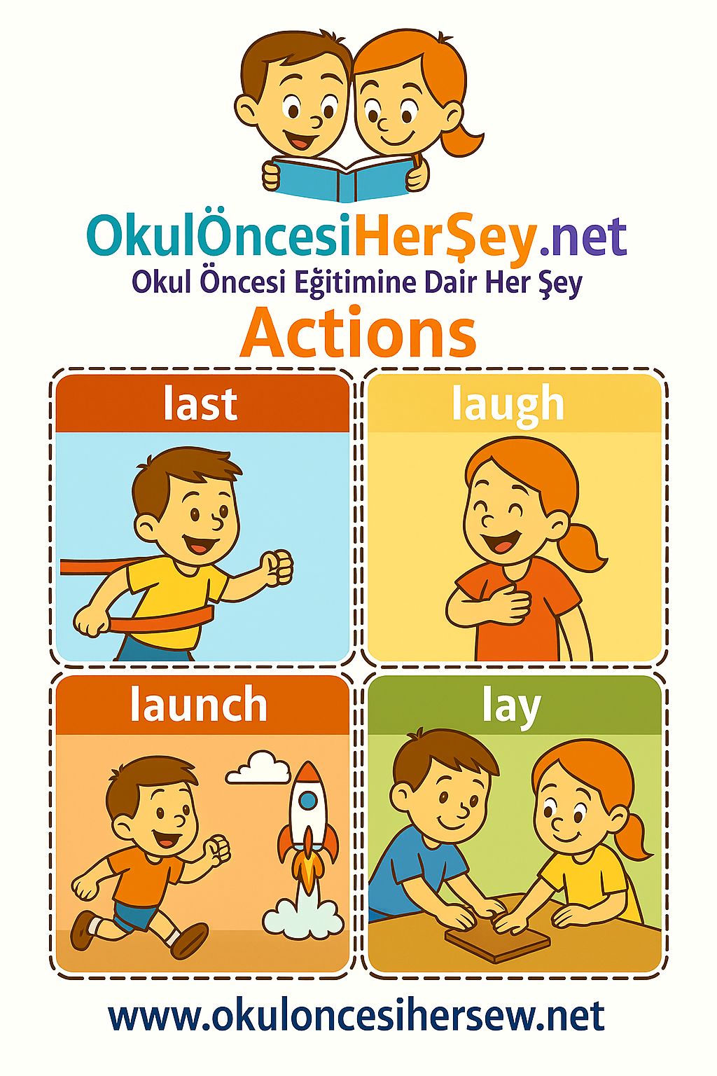 Çocuklar İçin  Fiiller Flashkart  