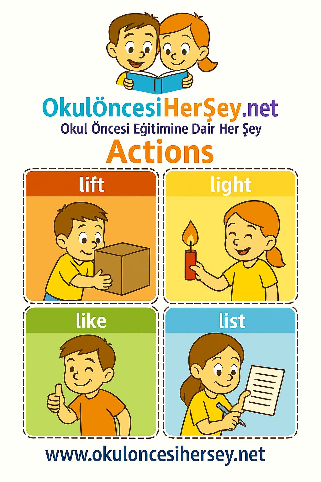 Çocuklar İçin  Fiiller Flashkart  