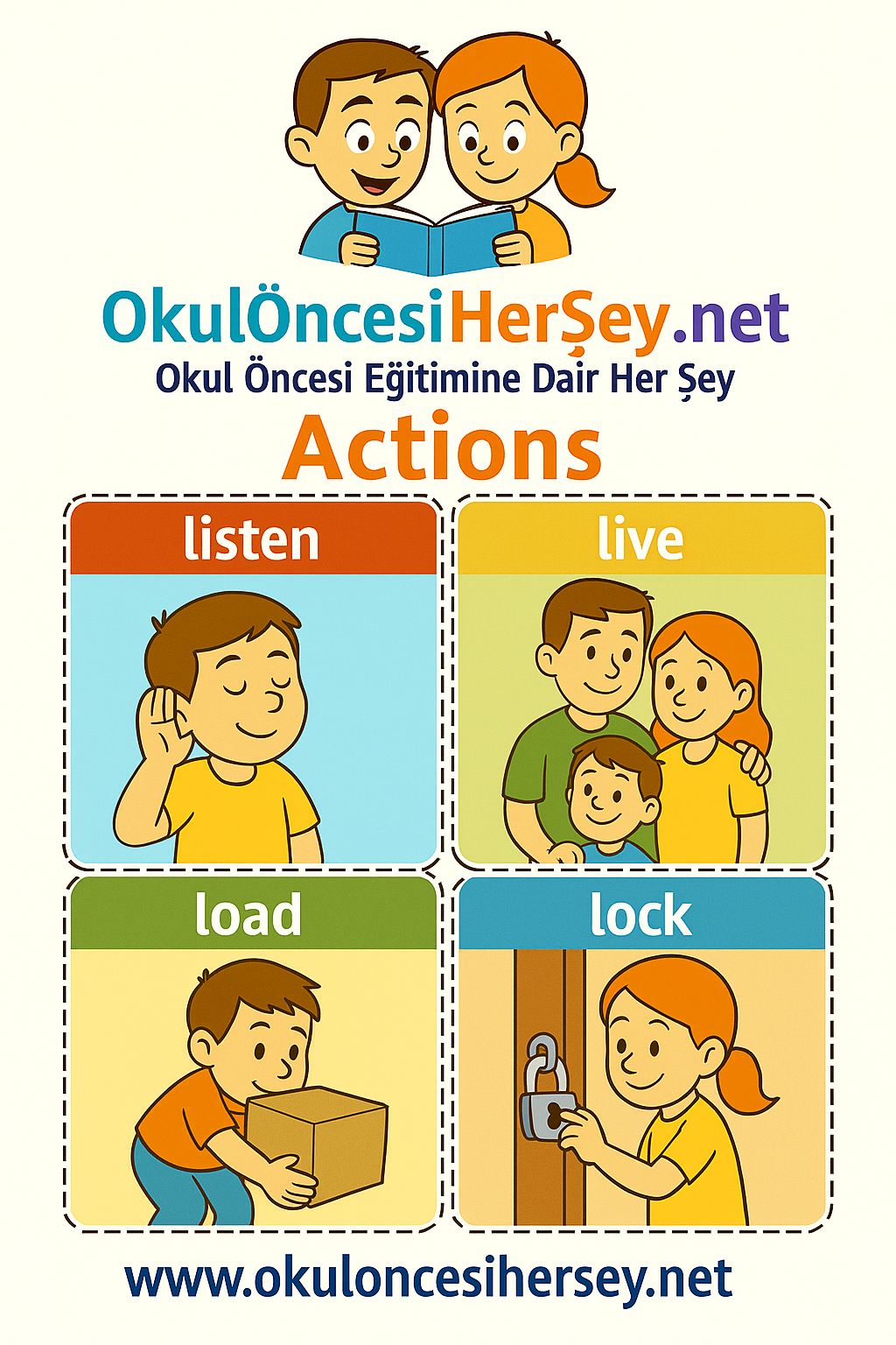 Çocuklar İçin  Fiiller Flashkart  