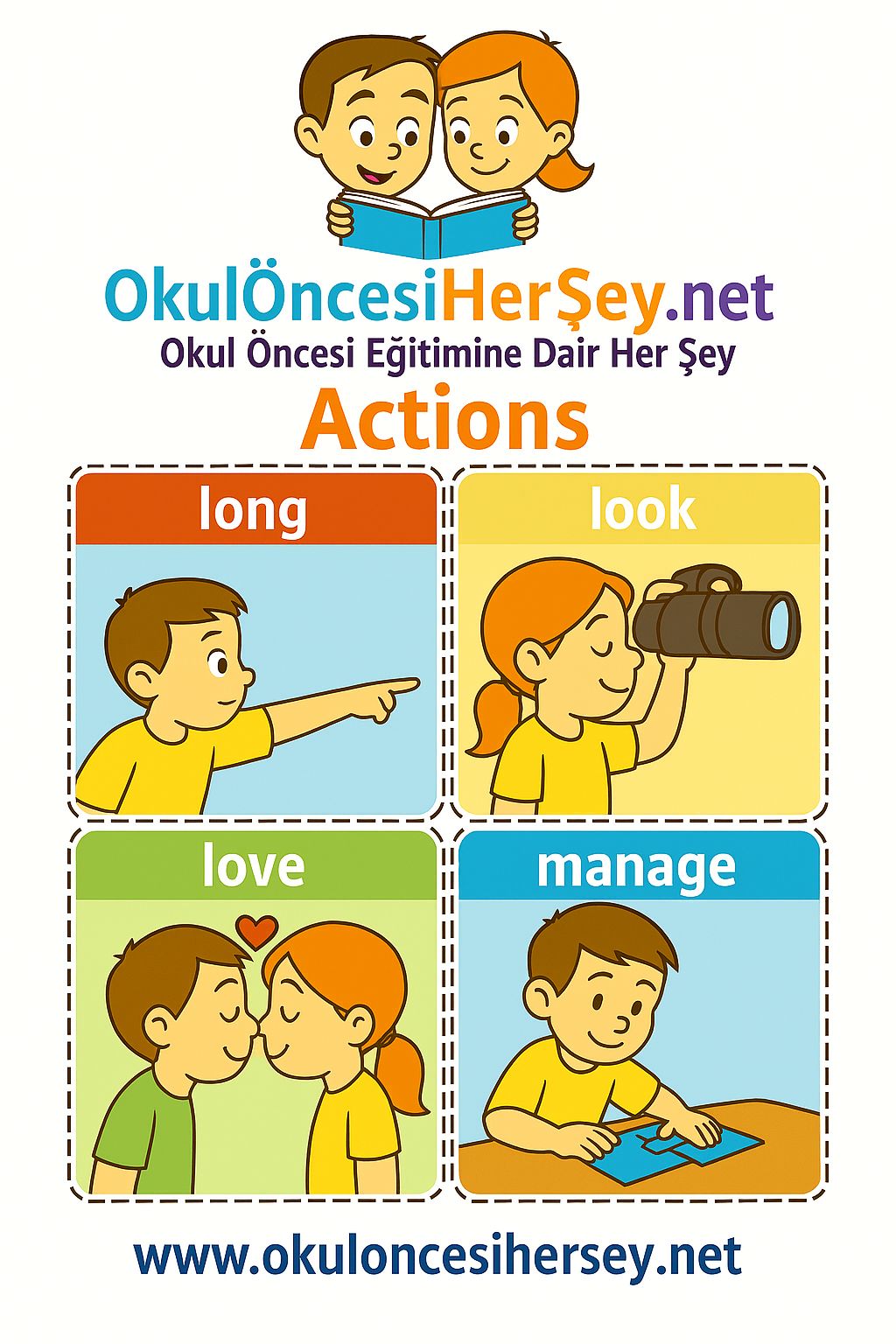 Çocuklar İçin  Fiiller Flashkart  