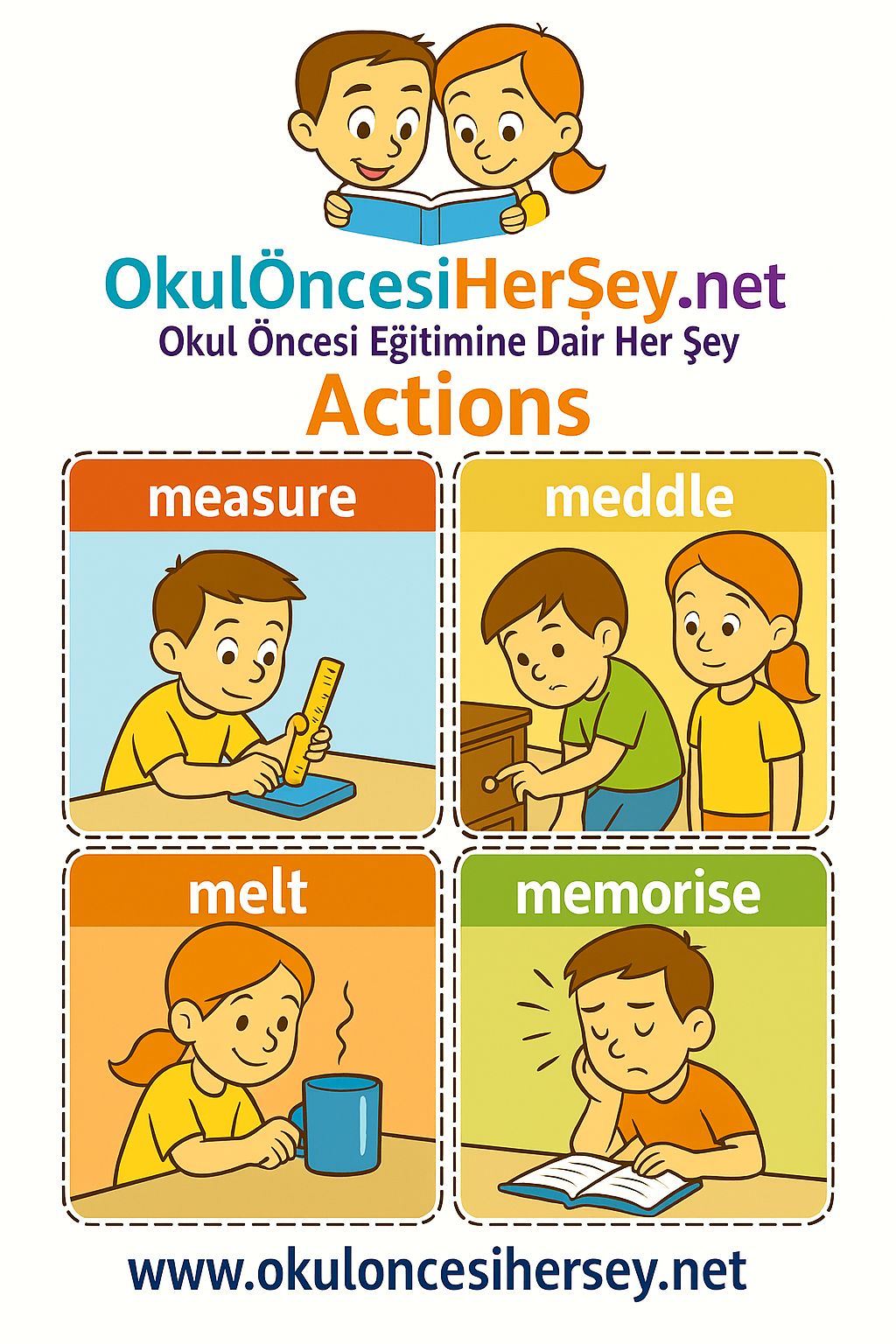 Çocuklar İçin  Fiiller Flashkart  