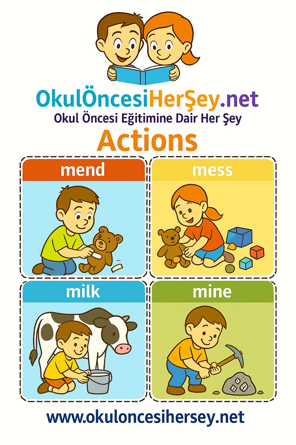 Çocuklar İçin  Fiiller Flashkart  