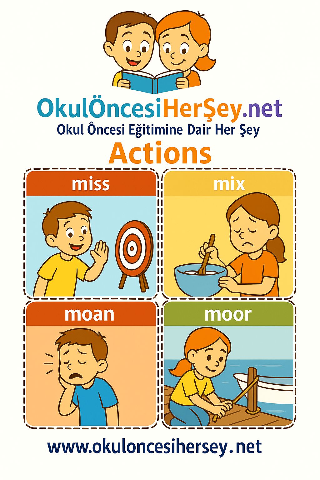 Çocuklar İçin  Fiiller Flashkart  