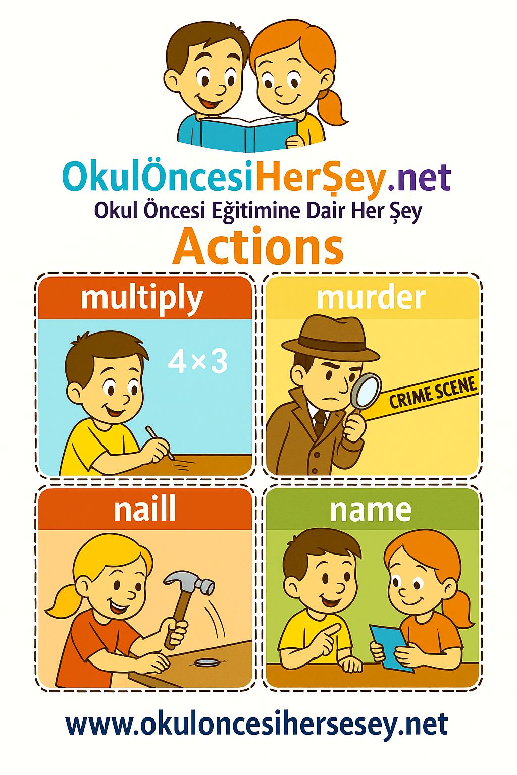 Çocuklar İçin  Fiiller Flashkart  