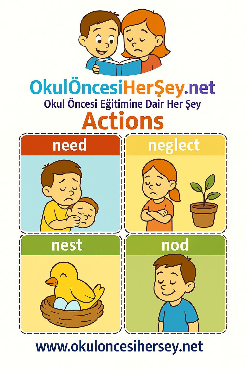 Çocuklar İçin  Fiiller Flashkart  