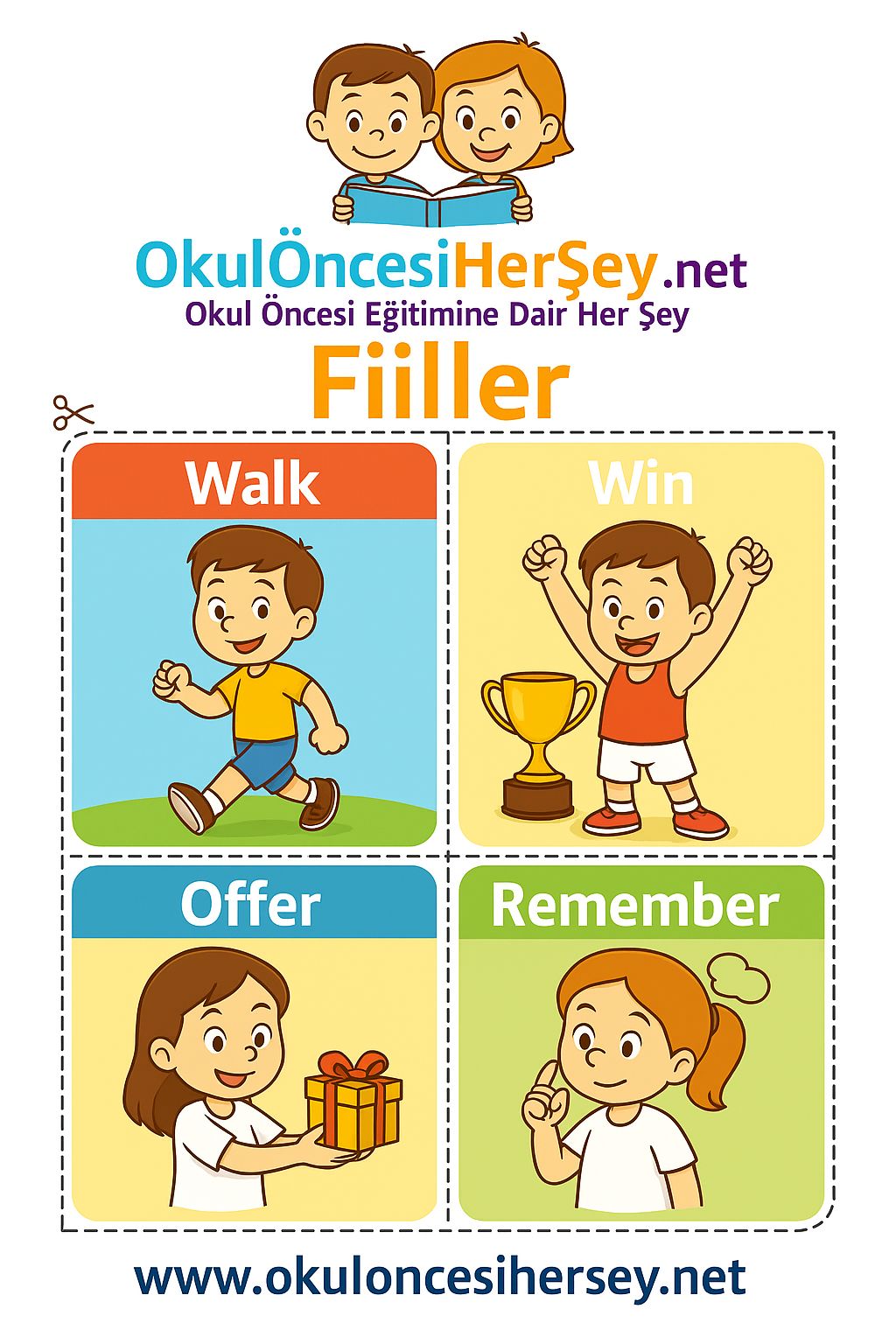 Çocuklar İçin  Fiiller Flashkart  