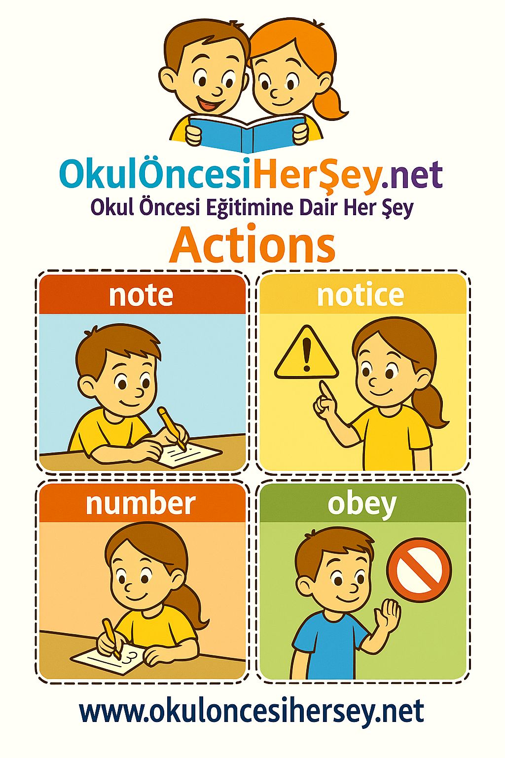 Çocuklar İçin  Fiiller Flashkart  