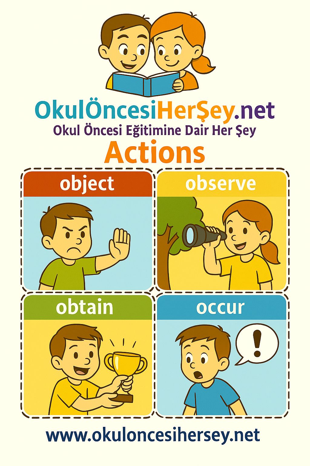 Çocuklar İçin  Fiiller Flashkart  