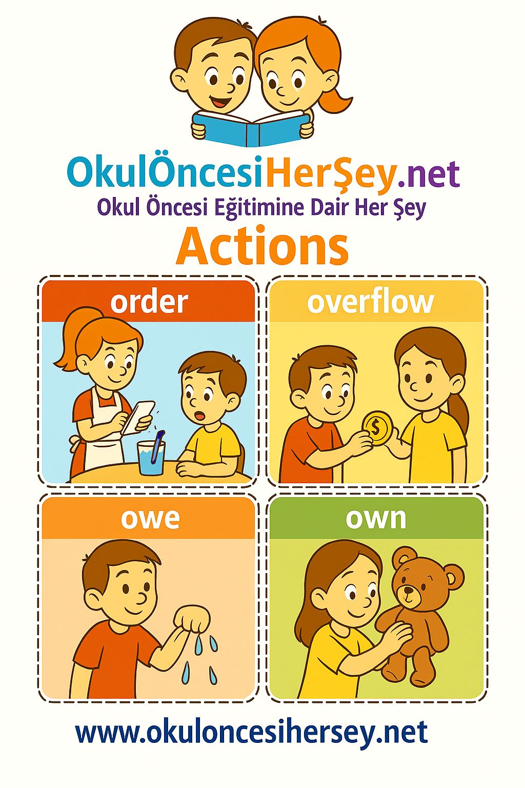 Çocuklar İçin  Fiiller Flashkart  