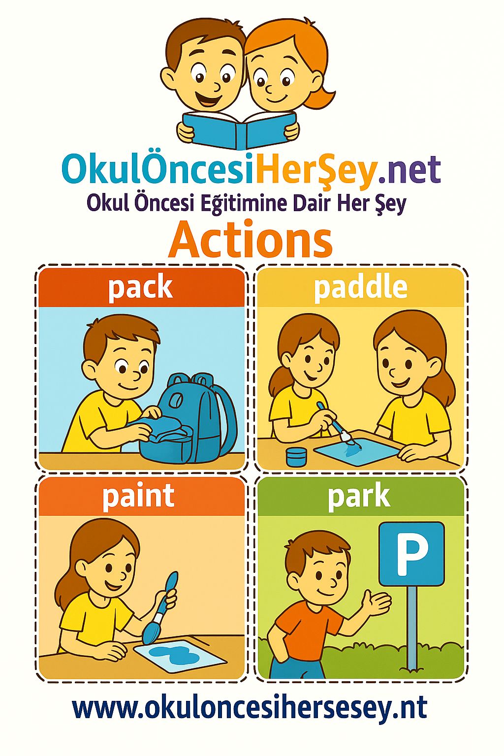 Çocuklar İçin  Fiiller Flashkart  