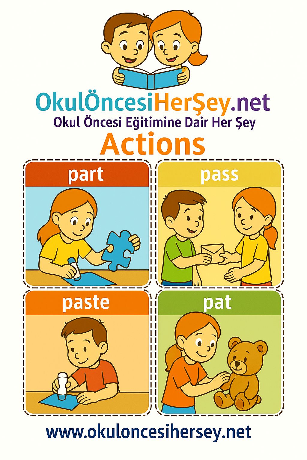 Çocuklar İçin  Fiiller Flashkart  
