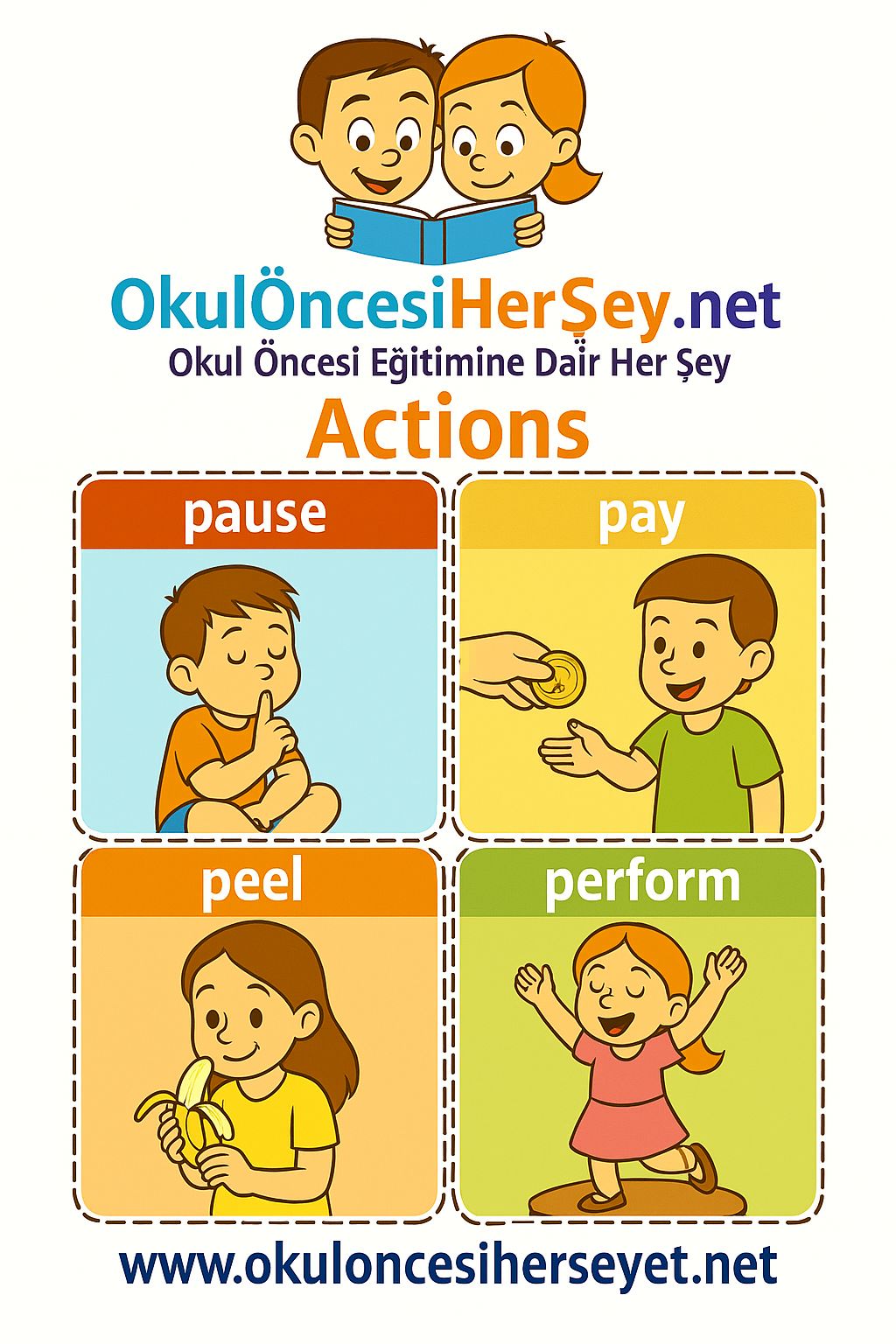 Çocuklar İçin  Fiiller Flashkart  